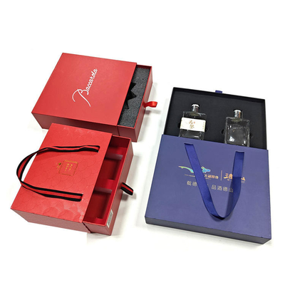Paper Cardboard Rigid Gift Box Luxury Wine Bottle Packaging Box Sliding Drawer