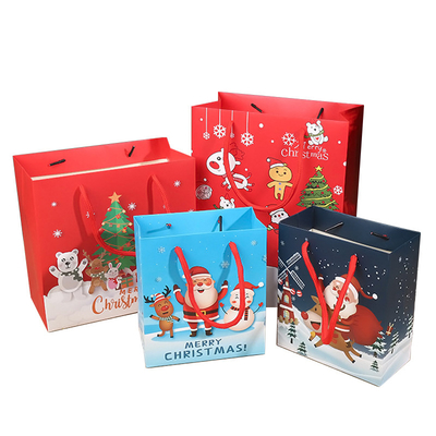 Durable Christmas Paper Gift Bags Offset Printing Cardboard Packaging Bags