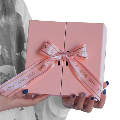 Environmental Paper Boxes with Magnetic Closure and Ribbon Custom Logo Gift Packaging