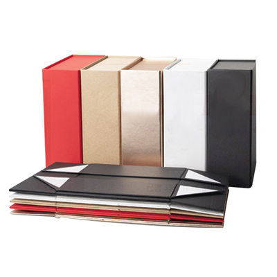 Flat Folding Gift Box With Magnetic Lid 4C UV Lamination Embossing Stamping