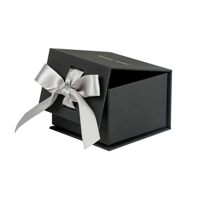 Custom Logo UV Coating Cardboard Flip Ring Earring Packaging Box with Ribbon Design