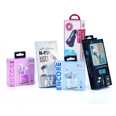 Custom Hanging Headset Headphone Packaging Box With Window In Art Paper