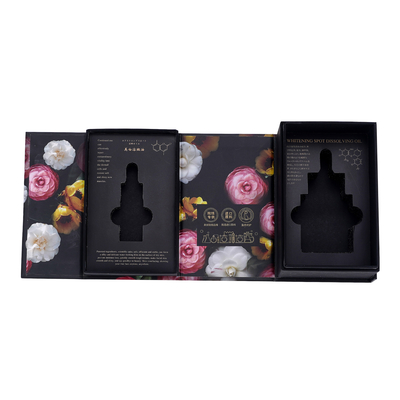 Custom Skincare Box Luxury Black Rigid Cardboard Packaging with Magnetic Lid Eco-Friendly