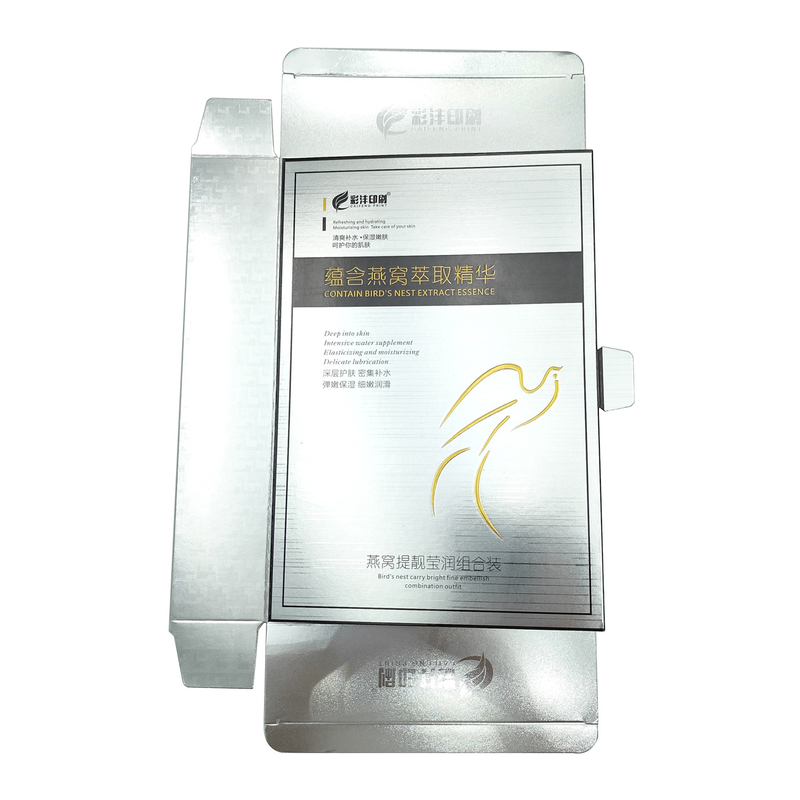 Custom flat folding cosmetics box glossy film packaging carton with window for cosmetics and skin care products packing