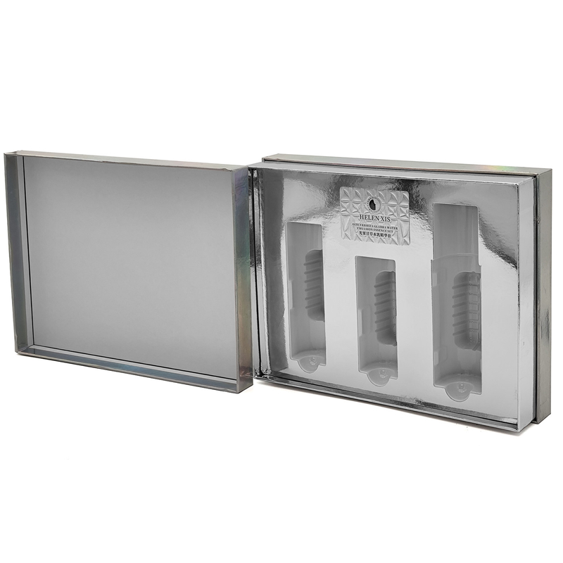 Free sample custom embossing gift box Luxury cosmetics skin care serum packaging box with removable lid and plastic tray