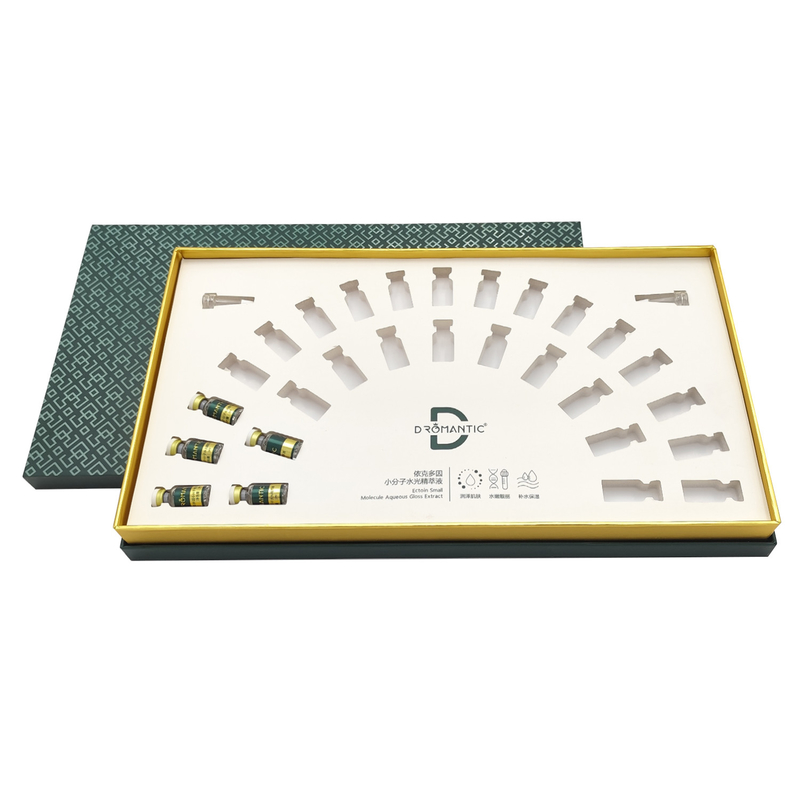 Custom embossing and hot stamping box and lid cosmetic gift pacakging paper box with 30 slots trays