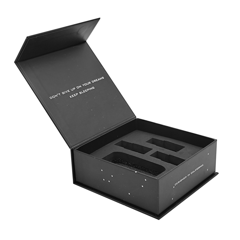 Custom luxury flip top magnetic closure gift box black paper cardboard packaging box with foam insert