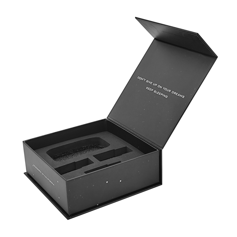 Custom luxury flip top magnetic closure gift box black paper cardboard packaging box with foam insert