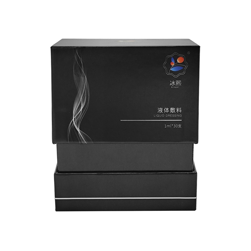 Custom color printing essential oil 2 pieces paper packaging gift box with paperboard dividers for skincare serum bag