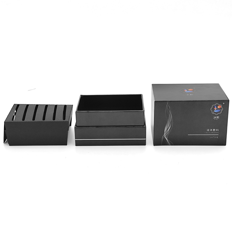 Custom color printing essential oil 2 pieces paper packaging gift box with paperboard dividers for skincare serum bag