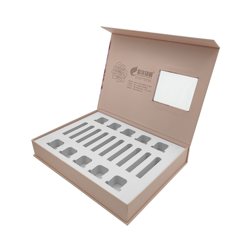 Magnetic Flip Cosmetic Packaging Box Skincare Makeup Set Cardboard Gift Boxes With Window