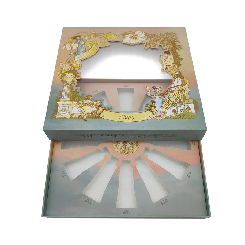 Custom 12 bottles skincare set boutique gift box with clear window for hand cream, sunscreen, face cream packing box