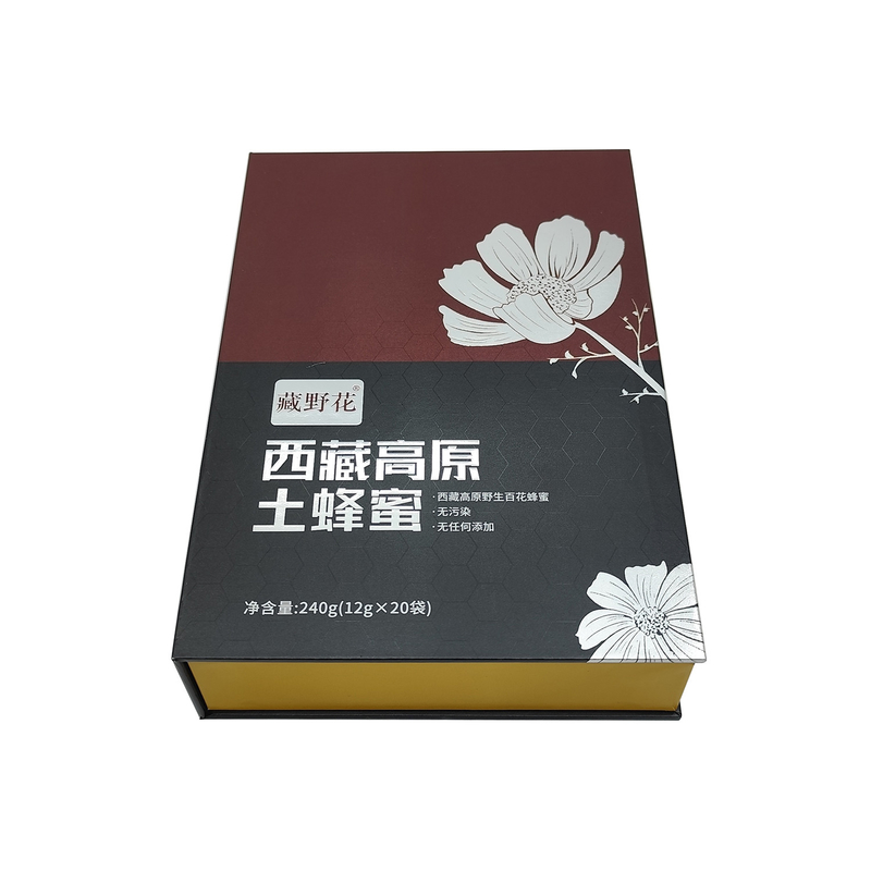 Rigid Cardboard Packaging Box Food Magnetic Paper Honey Jar Gift Box