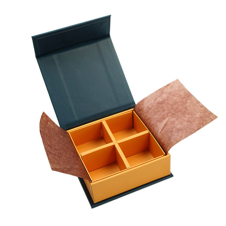 Custom Rigid Cardboard Chocolate Packaging Box With Divider And Greaseproof Paper