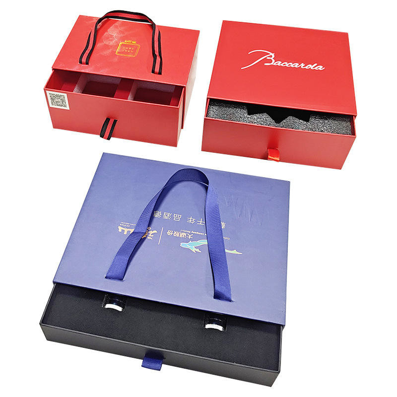 Paper Cardboard Rigid Gift Box Luxury Wine Bottle Packaging Box Sliding Drawer