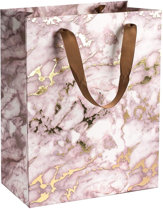Customized Hot Stamping Kraft Paper Bag with Carry Handles and Recyclable Material