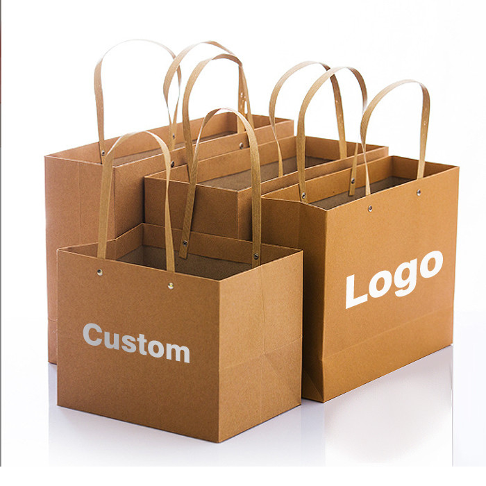 Household Storage Bags Custom Logo Kraft Paper Bag with Disposable Patch Handle