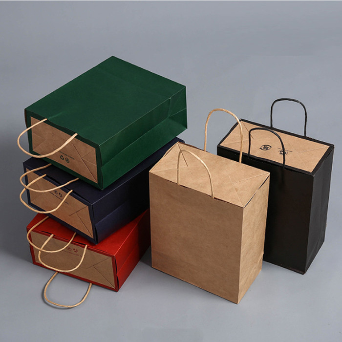 Household Storage Bags Custom Logo Kraft Paper Bag with Disposable Patch Handle