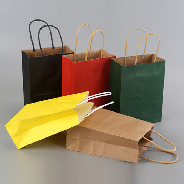 Household Storage Bags Custom Logo Kraft Paper Bag with Disposable Patch Handle