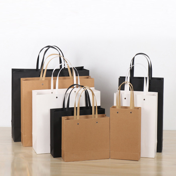 Household Storage Bags Custom Logo Kraft Paper Bag with Disposable Patch Handle