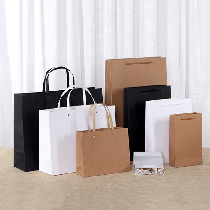 Household Storage Bags Custom Logo Kraft Paper Bag with Disposable Patch Handle