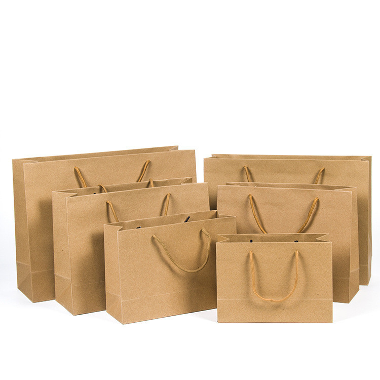 Directly Supply Custom Logo Printed Brown Kraft Paper Shopping Bag with Handle