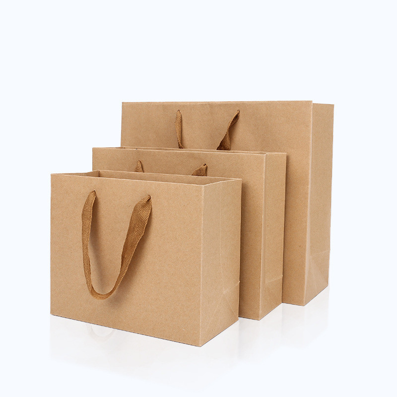 Directly Supply Custom Logo Printed Brown Kraft Paper Shopping Bag with Handle