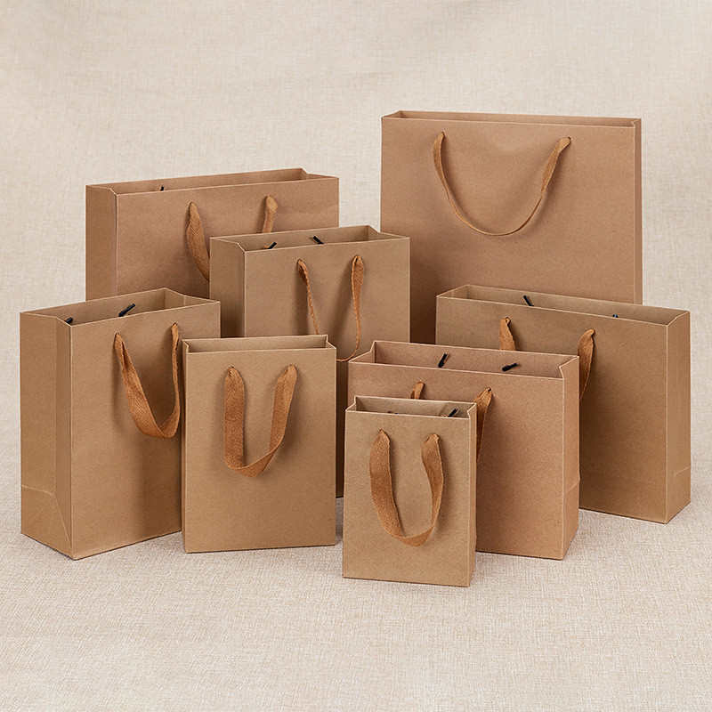 Directly Supply Custom Logo Printed Brown Kraft Paper Shopping Bag with Handle