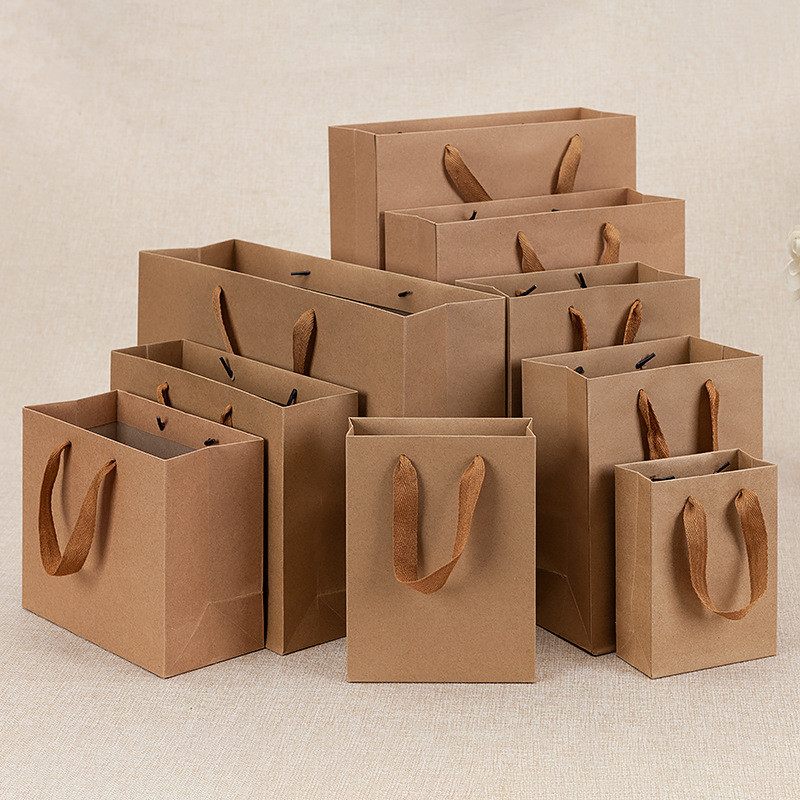 Directly Supply Custom Logo Printed Brown Kraft Paper Shopping Bag with Handle