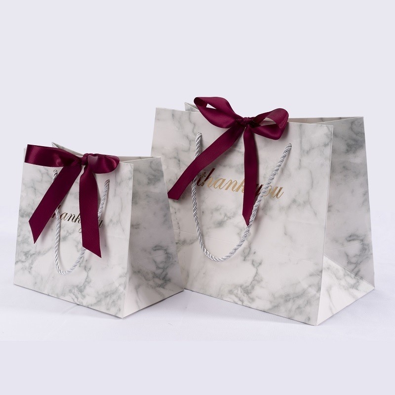 Custom Order Accepted CAIFENG Luxury Marble Paper Bag for Shoes Clothing Packing