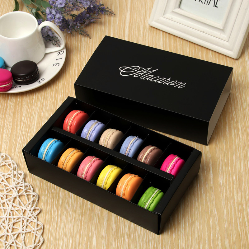 Customized Eco-friendly Paper Candy Macaron Gift Box Packaging With Plastic Tray Lid Base
