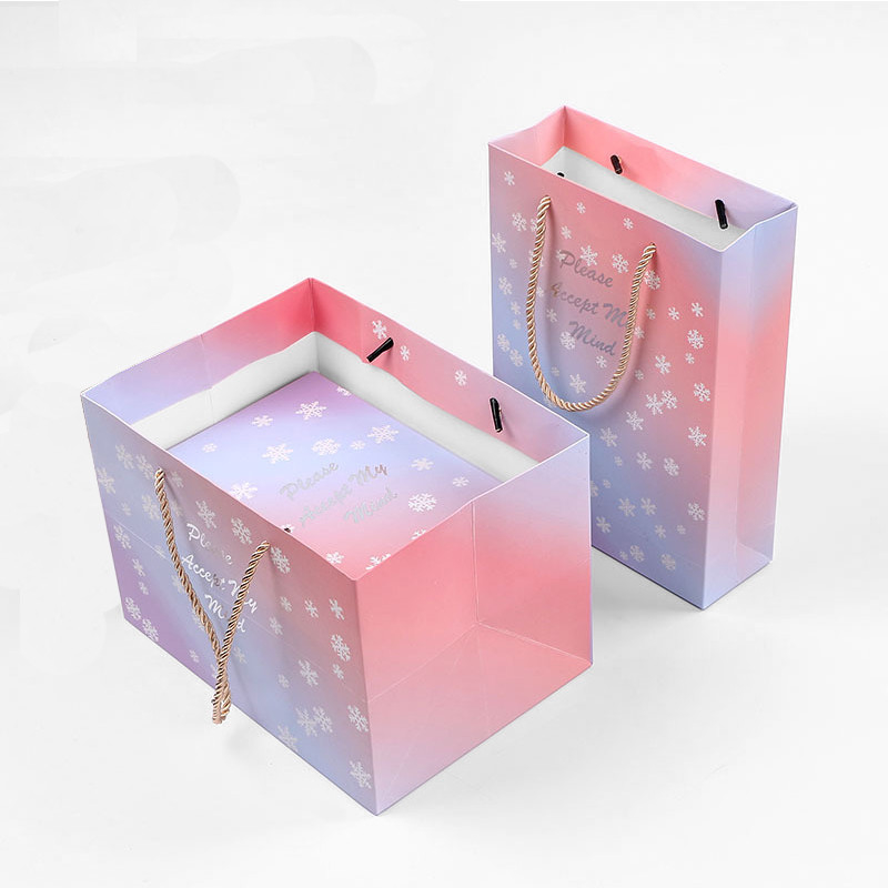 Custom Small Gift Paper Bags With Logo And Handles For Shopping And Offset Printing