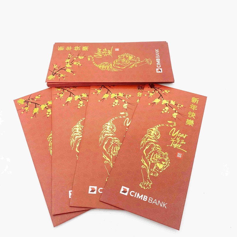 Hot Stamp Custom Red Packet Art Paper Chinese New Year Red Envelope cartoon Shape