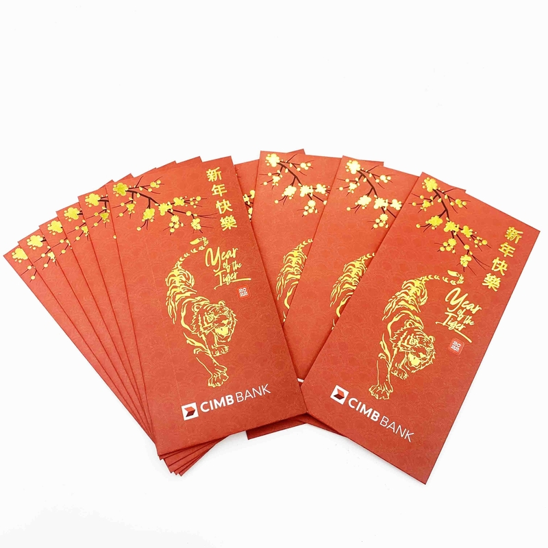 Hot Stamp Custom Red Packet Art Paper Chinese New Year Red Envelope cartoon Shape