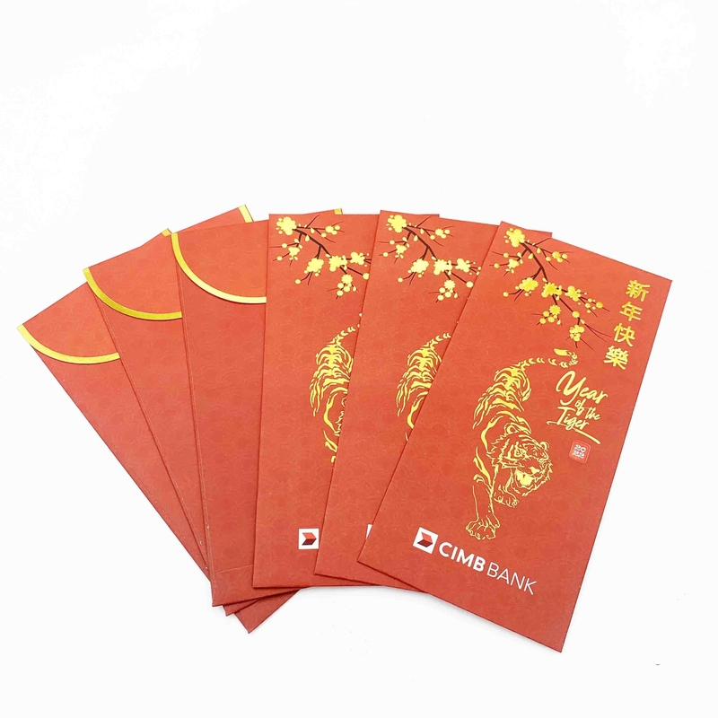 Hot Stamp Custom Red Packet Art Paper Chinese New Year Red Envelope cartoon Shape