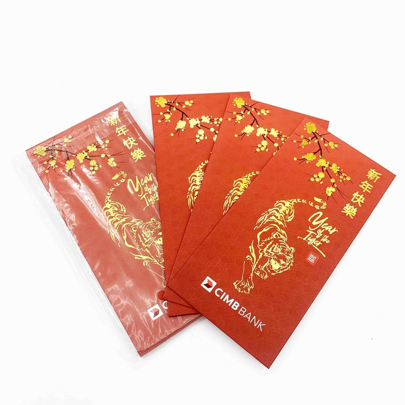 Hot Stamp Custom Red Packet Art Paper Chinese New Year Red Envelope cartoon Shape