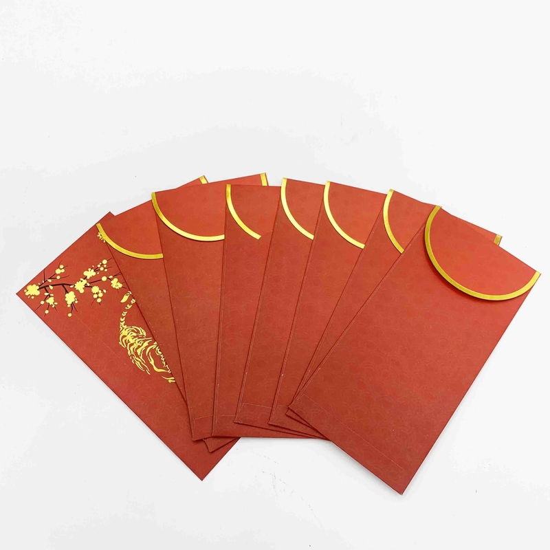 Hot Stamp Custom Red Packet Art Paper Chinese New Year Red Envelope cartoon Shape
