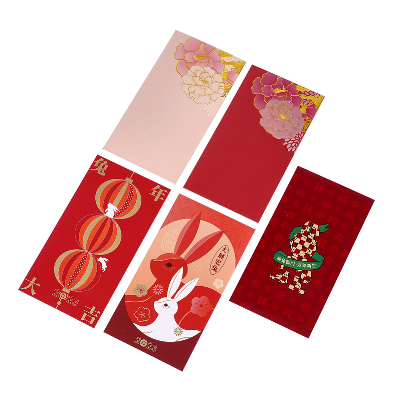 Matte Chinese Year Custom Red Packet Greeting Cards And Envelopes Embossing