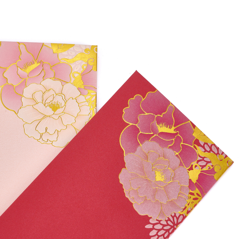 Matte Chinese Year Custom Red Packet Greeting Cards And Envelopes Embossing
