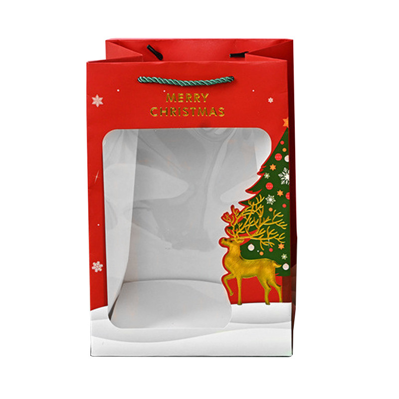 Custom Order Accepted Eco Friendly Paper Christmas Present Bag with Clear PVC Window
