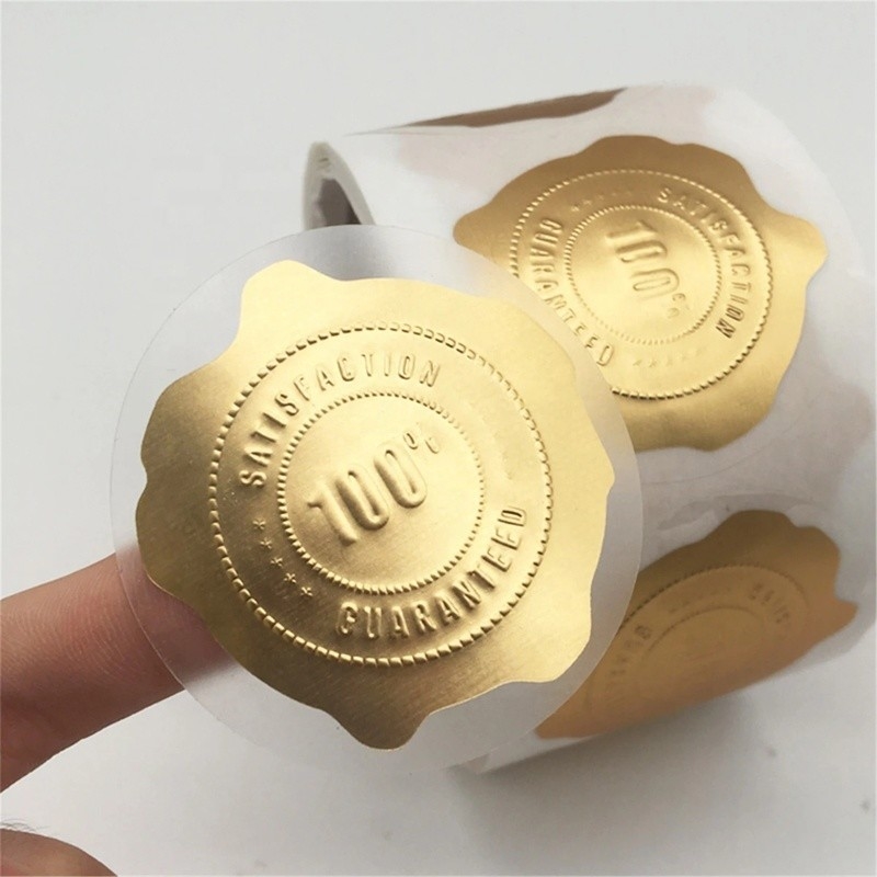 Hot Stamping Gold Foil Label Stickers Waterproof Custom Metal Stickers