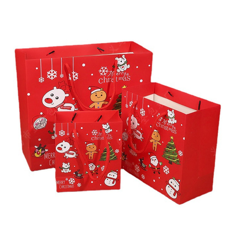 Durable Christmas Paper Gift Bags Offset Printing Cardboard Packaging Bags