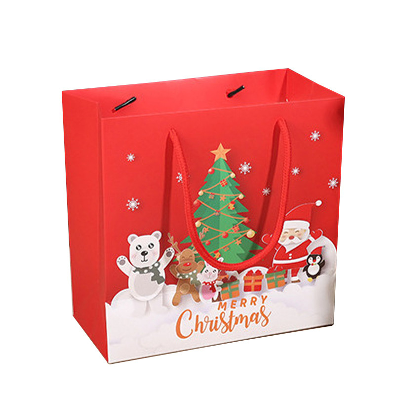 Durable Christmas Paper Gift Bags Offset Printing Cardboard Packaging Bags