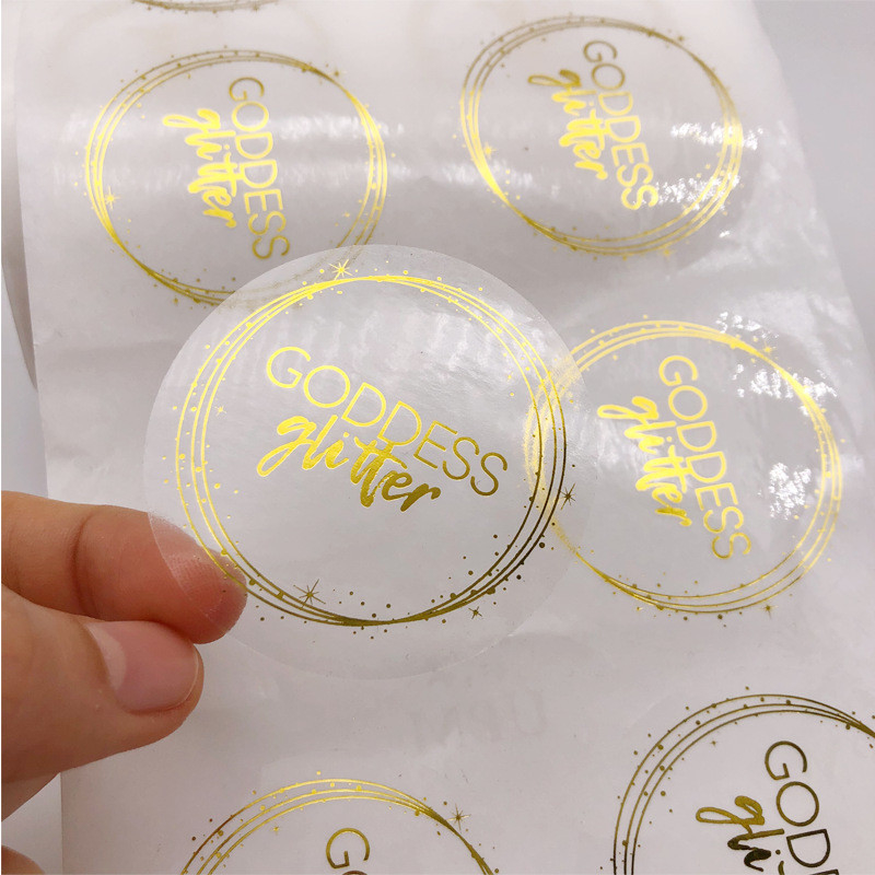 Transparent Carton Sticker Clear Gold Foil Stickers Self Adhesive CMYK PVC Material