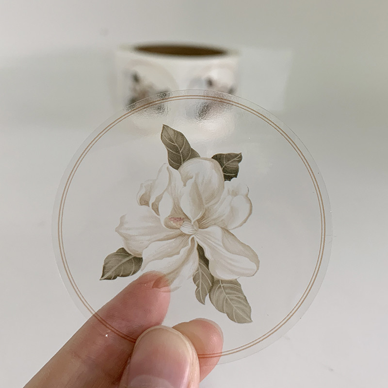 Transparent Carton Sticker Clear Gold Foil Stickers Self Adhesive CMYK PVC Material