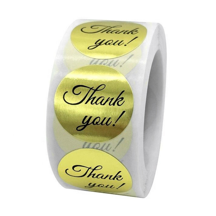 Custom Self Adhesive Vinyl Stickers 1 Inch / 2.5 Inch Thank You Sticker Label