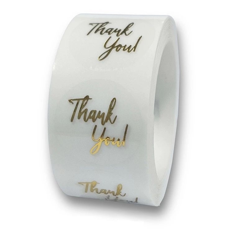 Custom Self Adhesive Vinyl Stickers 1 Inch / 2.5 Inch Thank You Sticker Label