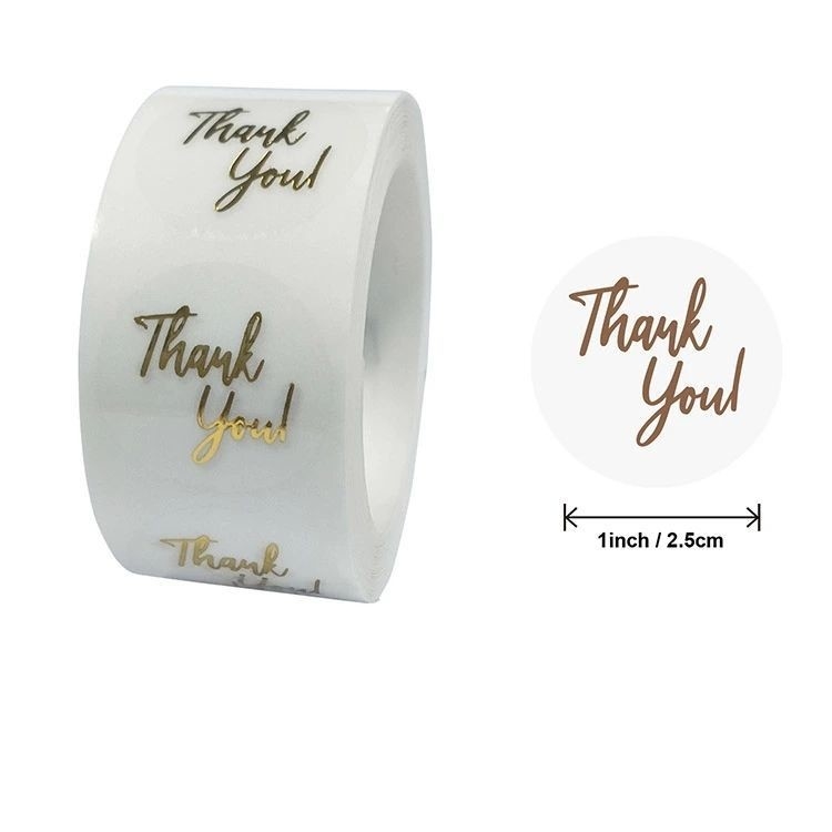 Custom Self Adhesive Vinyl Stickers 1 Inch / 2.5 Inch Thank You Sticker Label