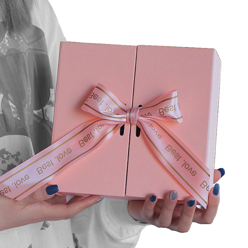 Environmental Paper Boxes with Magnetic Closure and Ribbon Custom Logo Gift Packaging