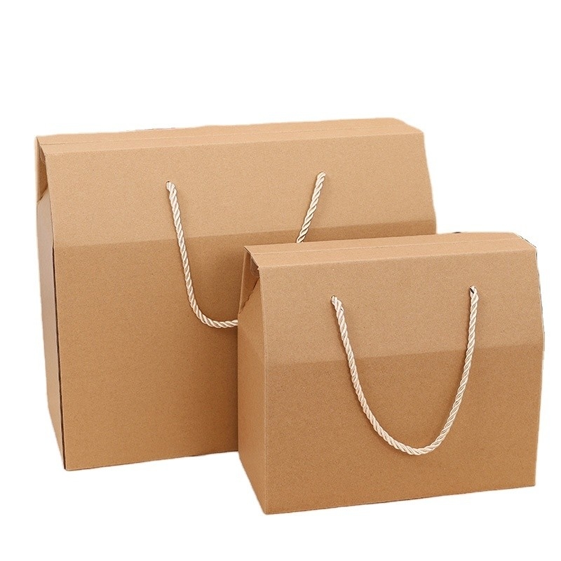 Custom Packaging Recycled Kraft Paper Box With Rope Handle Environmental and Packing Items